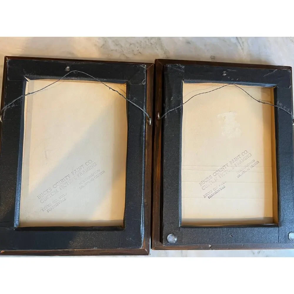 Pair of Vintage framed Finished needlepoint pieces Floral